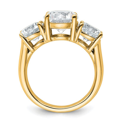14K Yellow Gold 5 carat Lab Grown Diamond VS+ F+ Three Stone Complete Engagement Ring