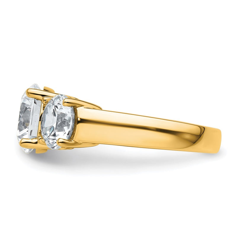 14K Yellow Gold 5 carat Certified Lab Grown Diamond VS+ F+ Three Stone Complete Engagement Ring