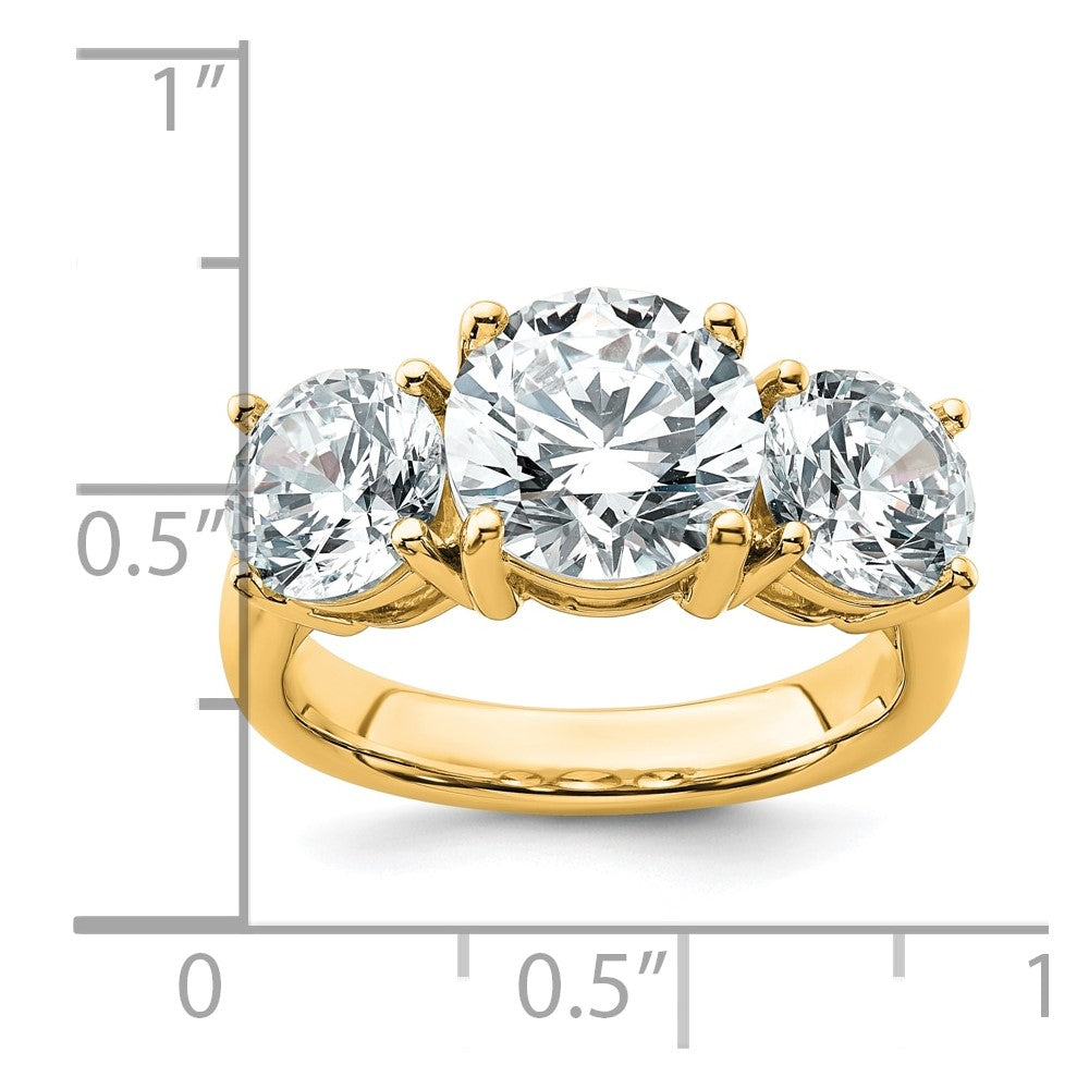14K Yellow Gold 5 carat Lab Grown Diamond VS+ F+ Three Stone Complete Engagement Ring