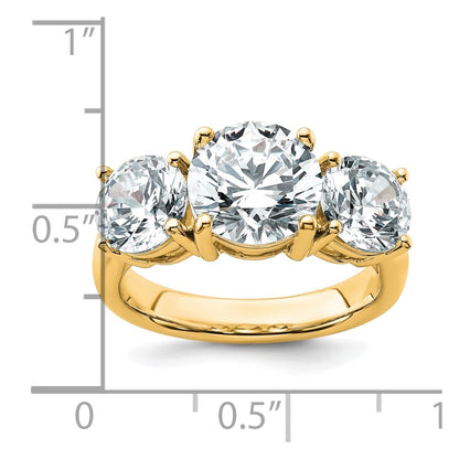 14K Yellow Gold 5 carat Lab Grown Diamond VS+ F+ Three Stone Complete Engagement Ring