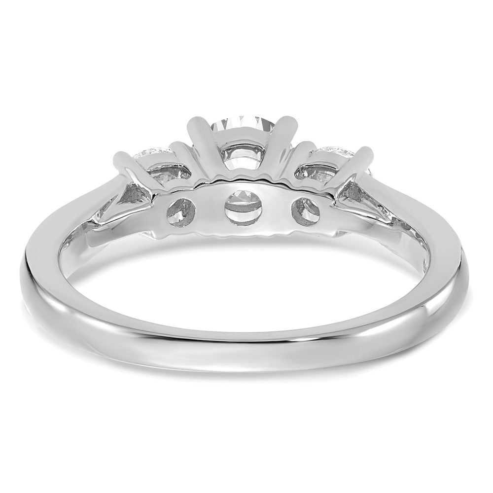 14K White Gold 1 Carat Lab Grown Diamond Vs/Si+ G+ Round Complete Three Stone Engagement Ring