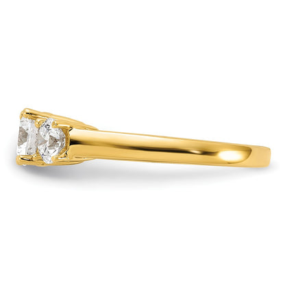 14k Yellow Gold 1 1/2 Ct. Lab Grown Diamond VS/SI+ G+ Round Three Stone Engagement Ring