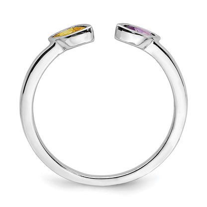 14K White Gold Marquise Amethyst and Citrine Ring