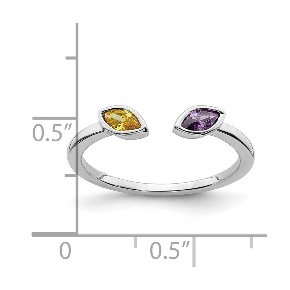14K White Gold Marquise Amethyst and Citrine Ring