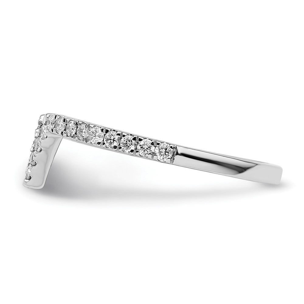 14K White Gold V Shape Diamond Ring Guard