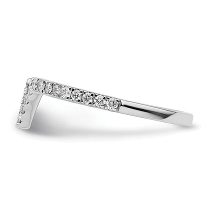 14K White Gold V Shape Diamond Ring Guard