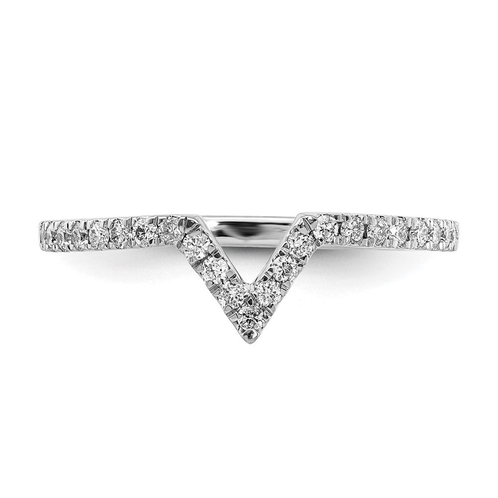 14K White Gold V Shape Diamond Ring Guard