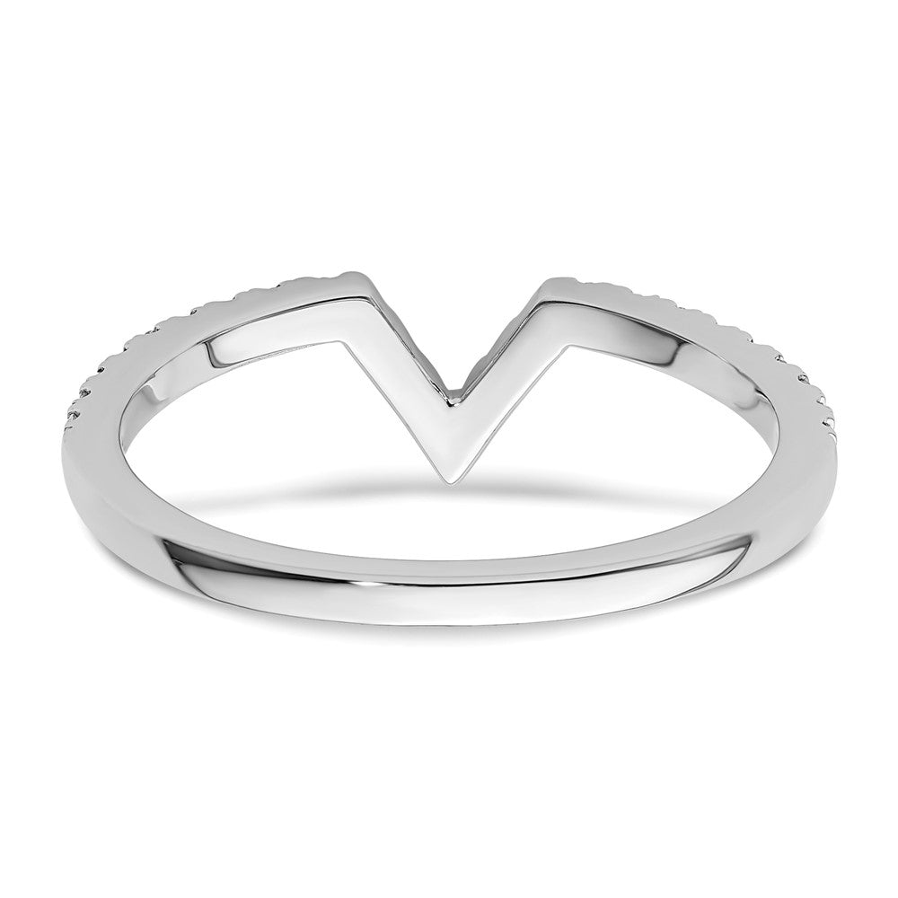 14K White Gold V Shape Diamond Ring Guard