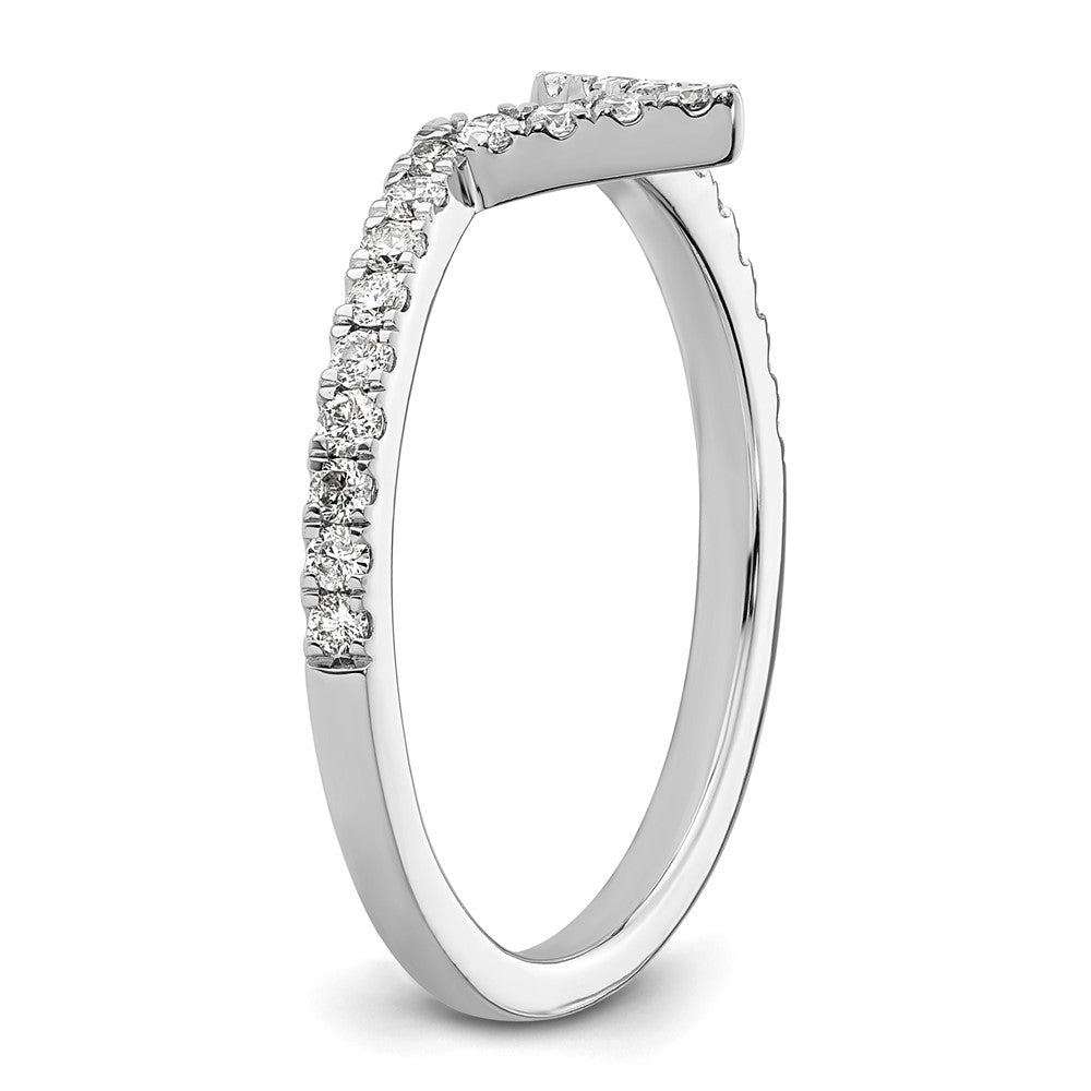 14K White Gold V Shape Diamond Ring Guard