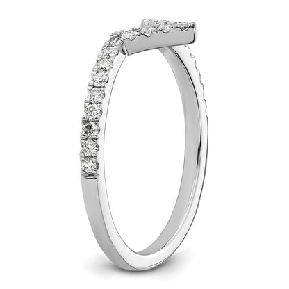 14K White Gold V Shape Diamond Ring Guard