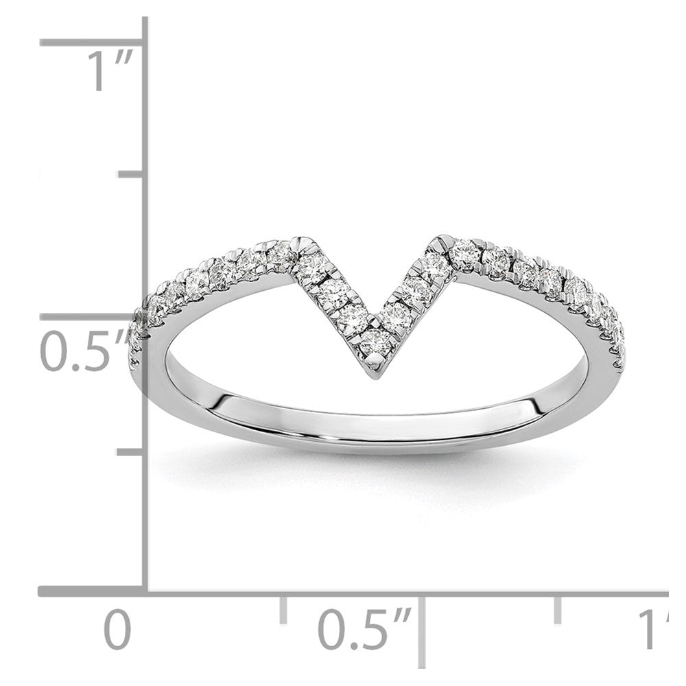 14K White Gold V Shape Diamond Ring Guard