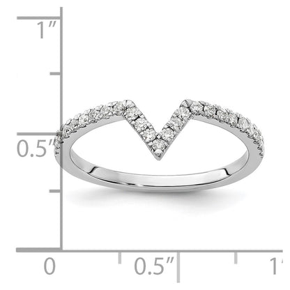 14K White Gold V Shape Diamond Ring Guard