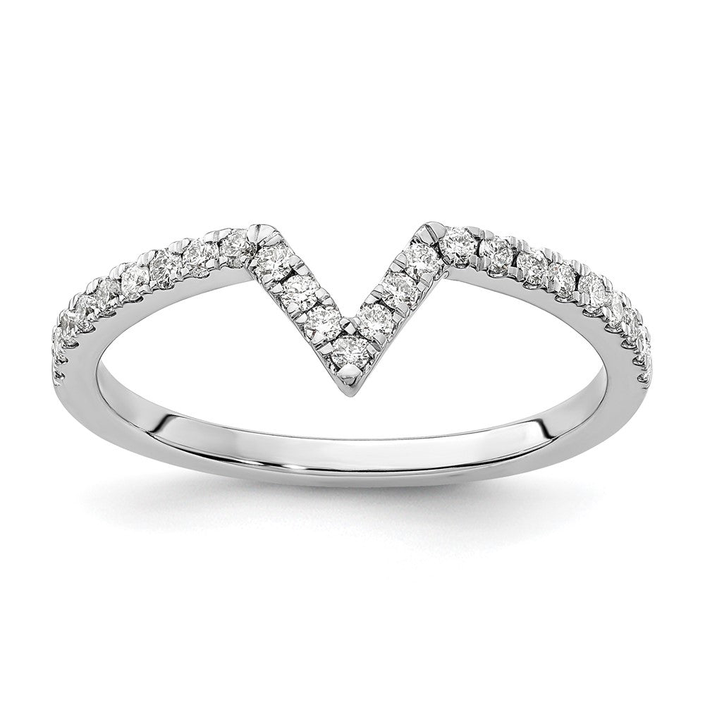 14K White Gold V Shape Diamond Ring Guard