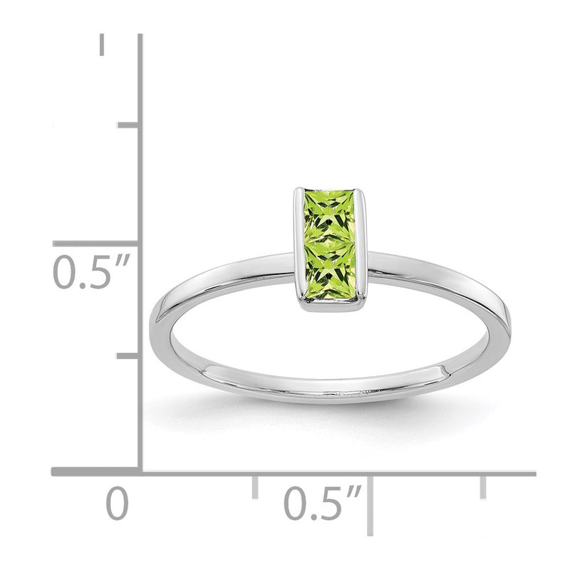 Solid 14k White Gold Simulated Peridot Ring