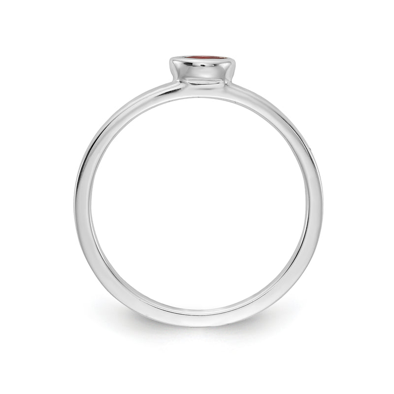 Solid 14k White Gold Bezel-set Marquise Simulated Garnet Ring