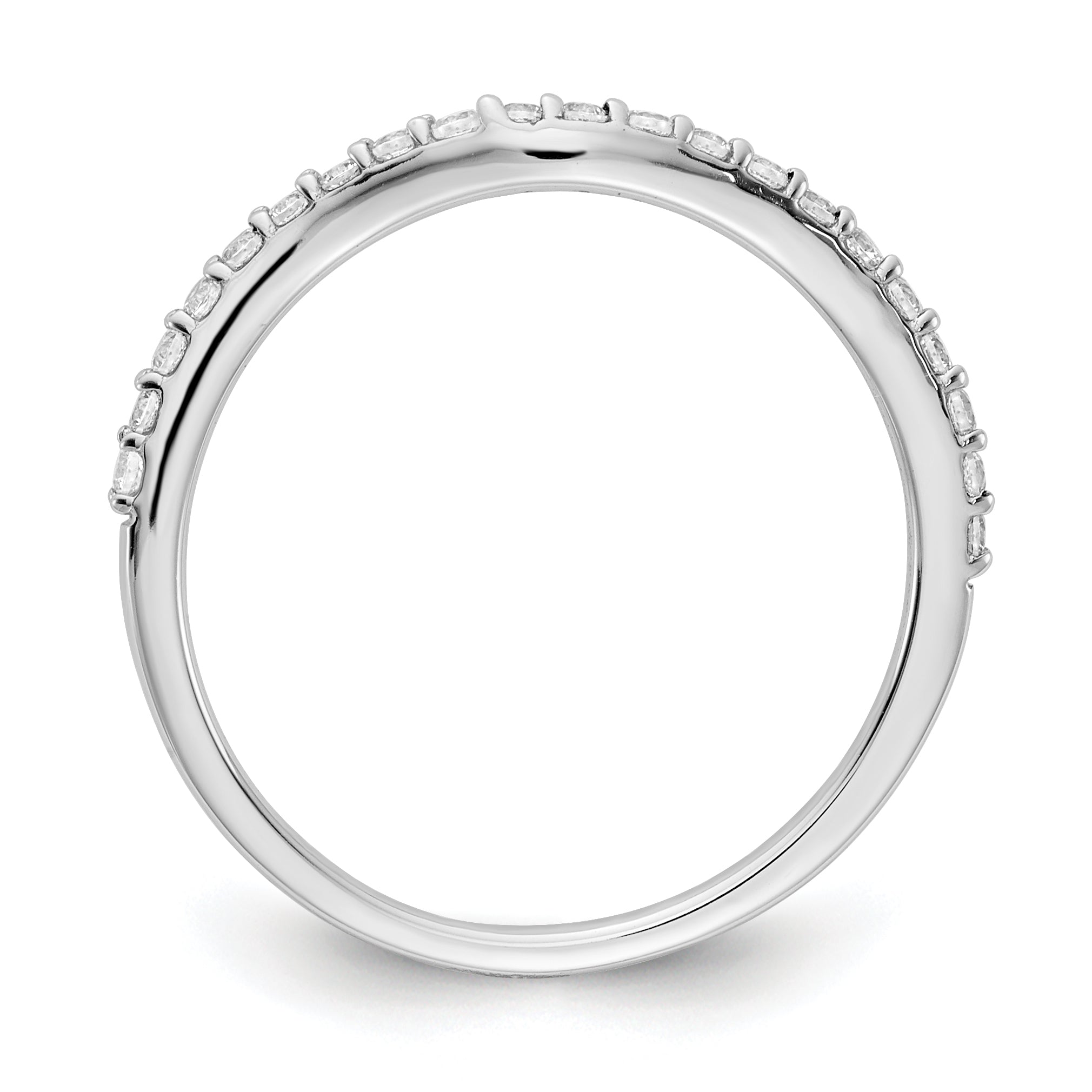 14K White Gold Curved Diamond Ring
