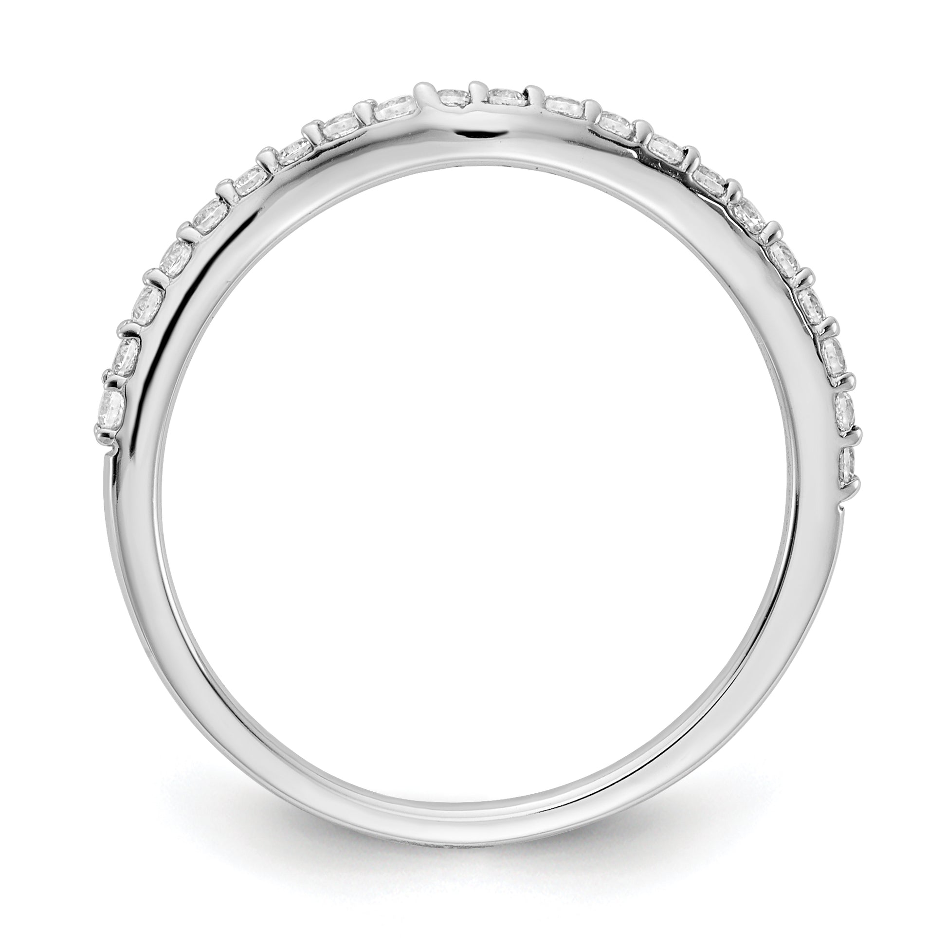 14K White Gold Curved Diamond Ring