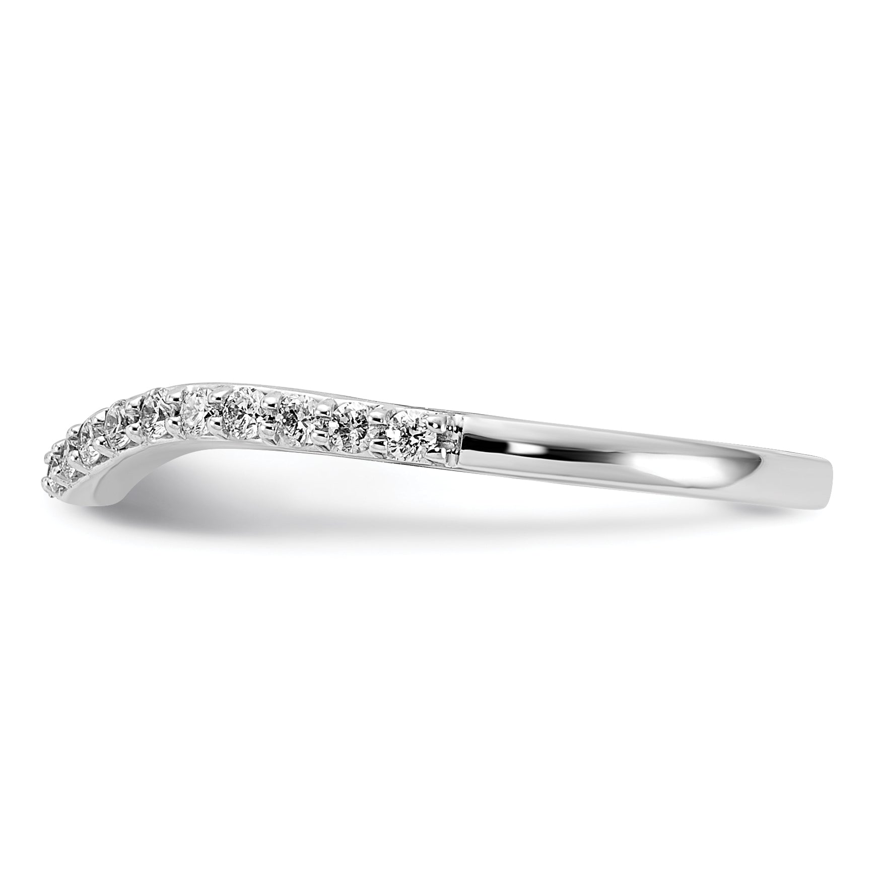 14K White Gold Curved Diamond Ring