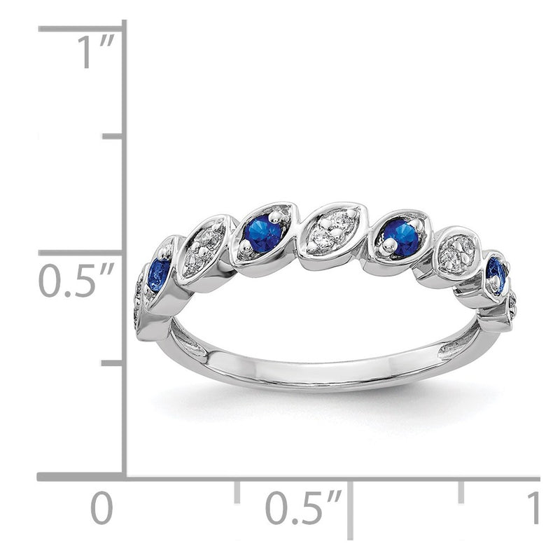 14K White Gold Fancy Diamond And Sapphire Ring