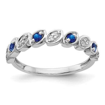 14K White Gold Fancy Diamond And Sapphire Ring