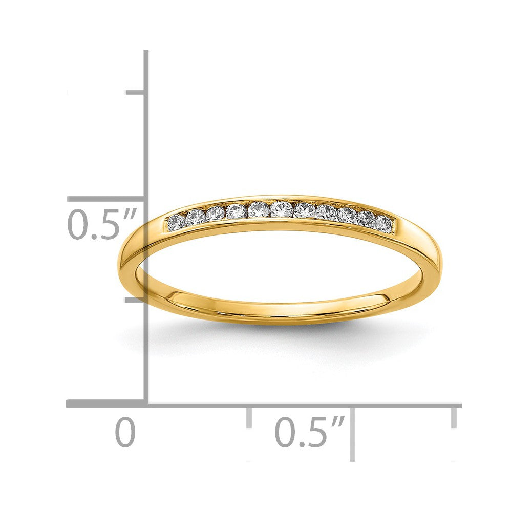 14K Yellow Gold 1/10 Carat Lab Grown Diamond Vs+ F+ Complete Channel Set Band