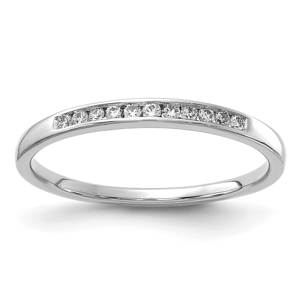 14K White Gold 1/10 carat Lab Grown Diamond VS+ F+ Complete Channel Set Wedding Band Ring