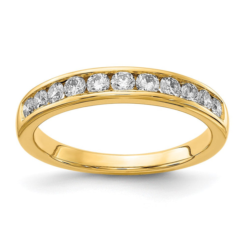 14K Yellow Gold 1/5 carat Lab Grown Diamond VS+ F+ Complete Channel Set Wedding Band Ring