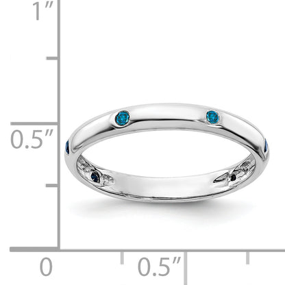 14K White Gold 6 Stone Blue Diamond Band (Size 6.75 Only)