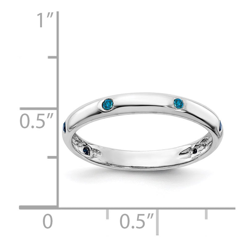 14K White Gold 6 Stone Blue Diamond Band (Size 6.75 Only)