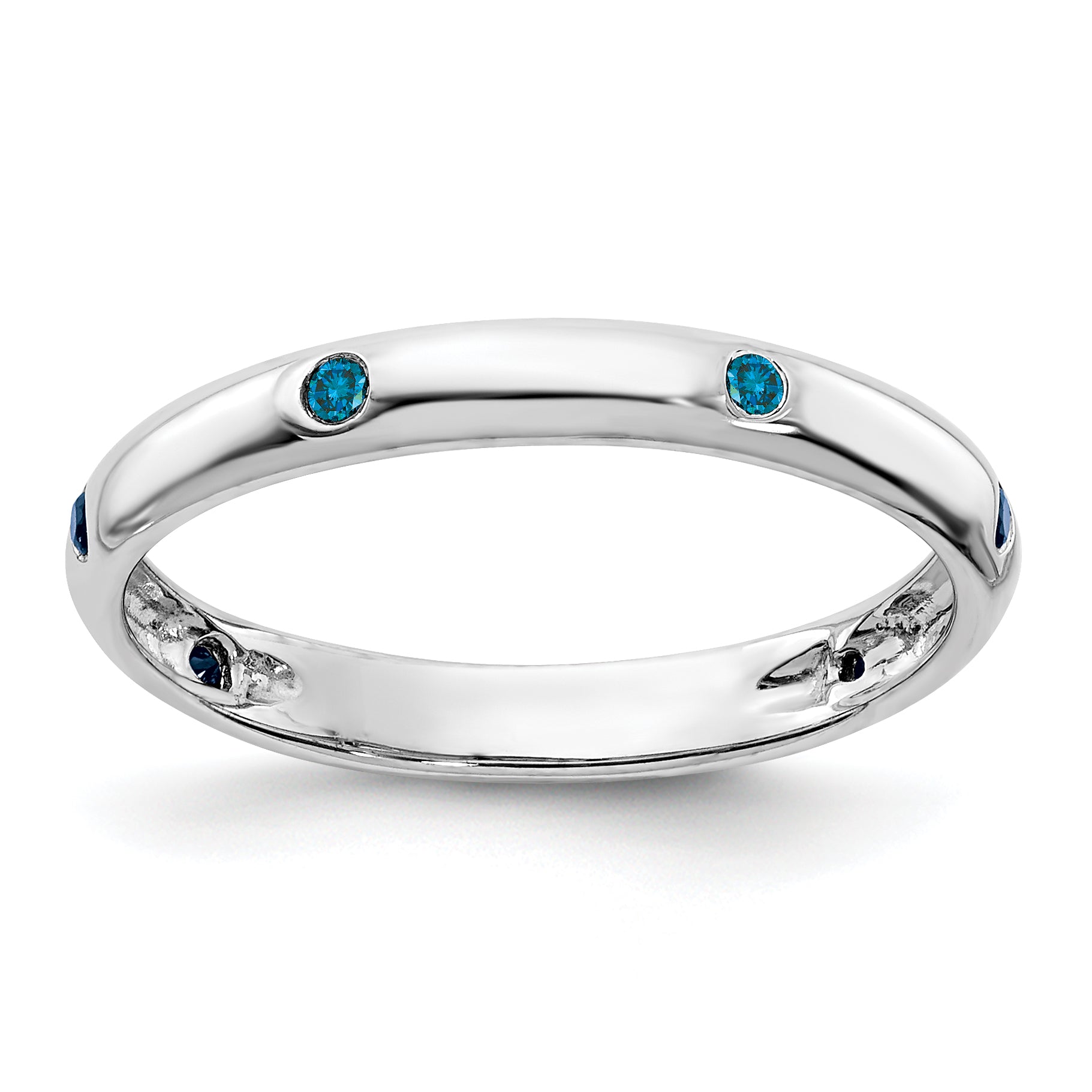 14K White Gold 6 Stone Blue Diamond Band (Size 6.75 Only)