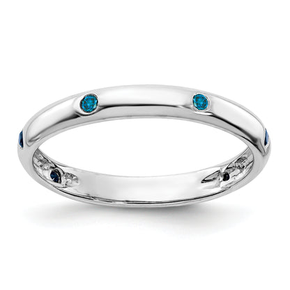 14K White Gold 6 Stone Blue Diamond Band (Size 6.75 Only)