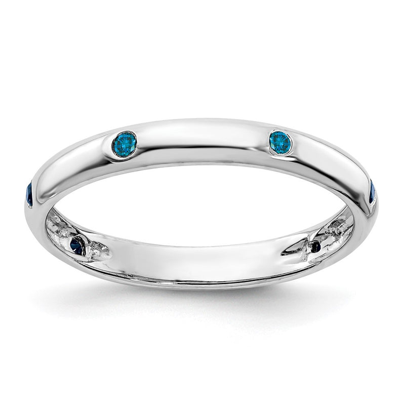 14K White Gold 6 Stone Blue Diamond Band (Size 6.75 Only)
