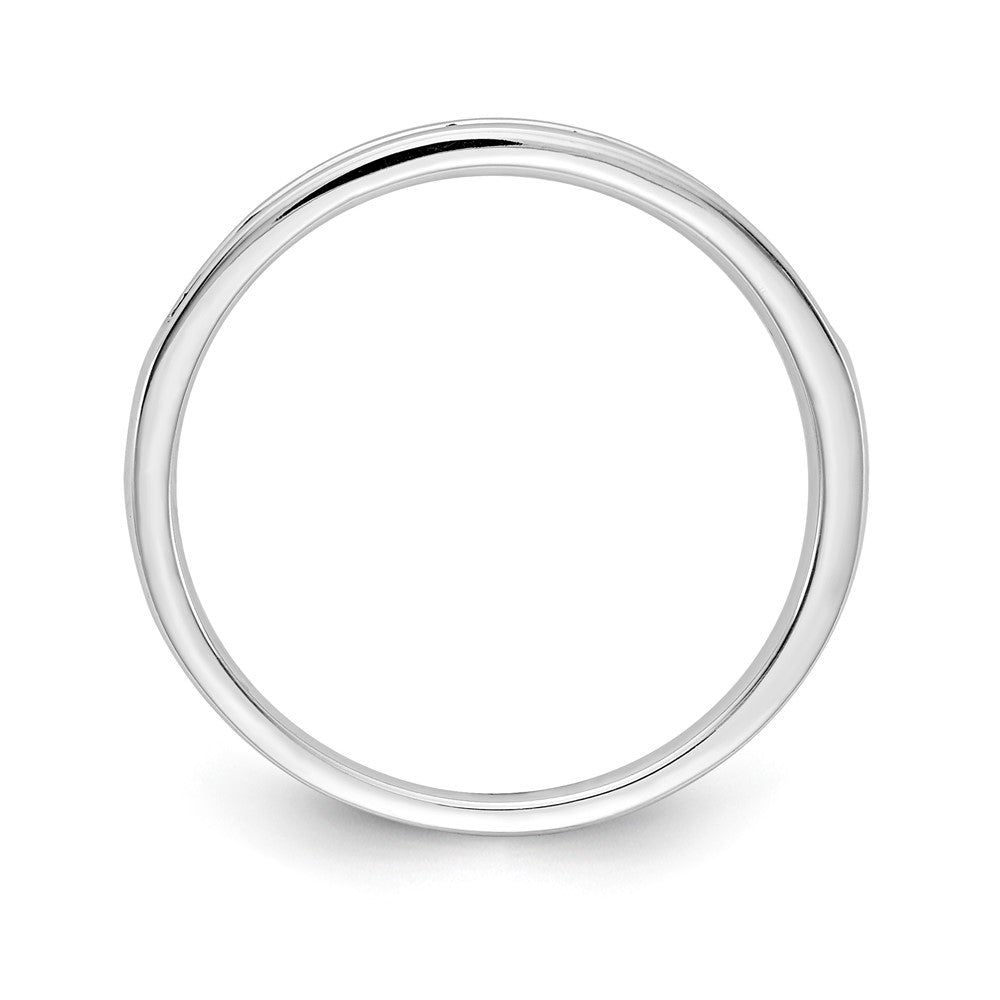 Solid 14k White Gold PinK Simulated Sapphire Channel Band