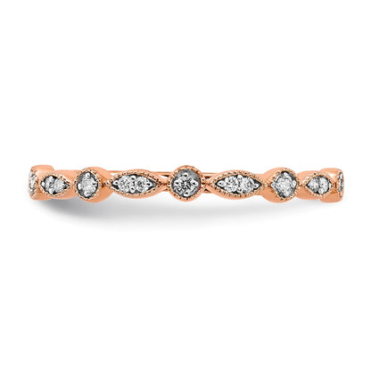 14k Rose Gold Real Diamond Fancy Band