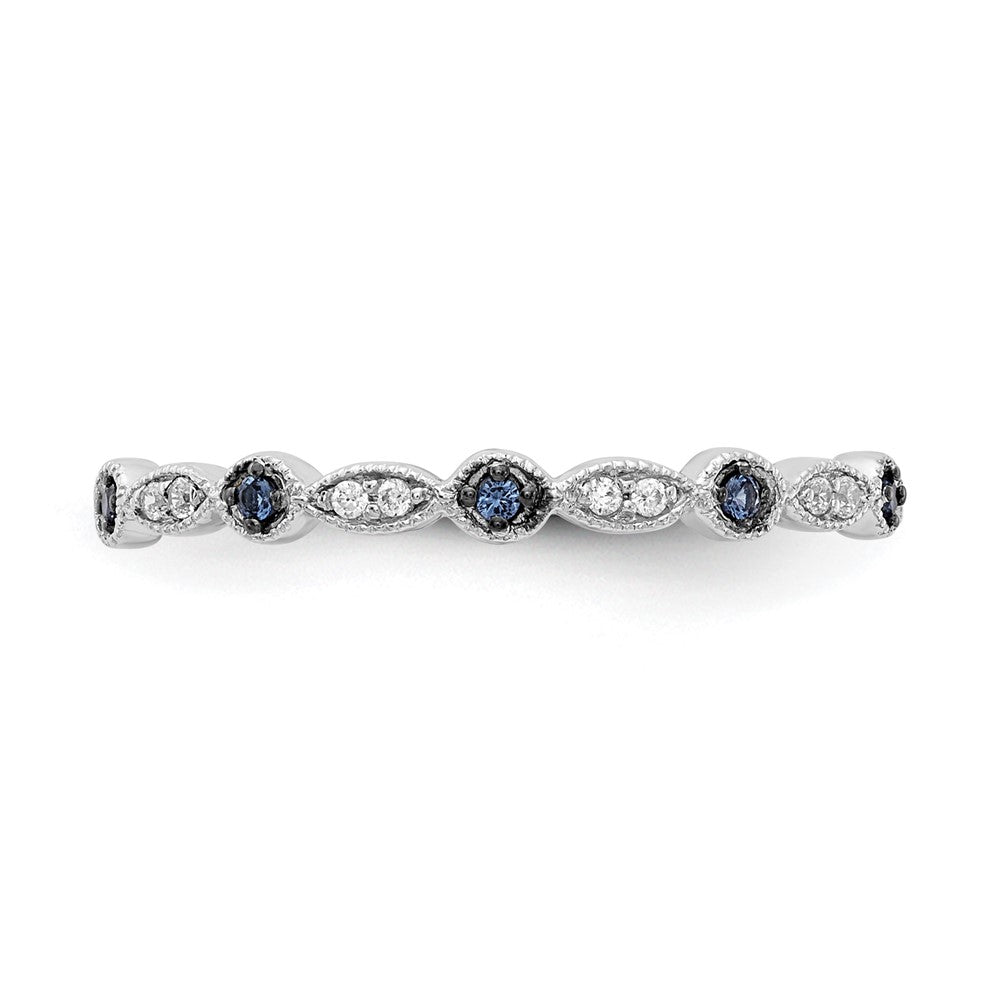 10K White Gold Blue/White Diamond Fancy Band