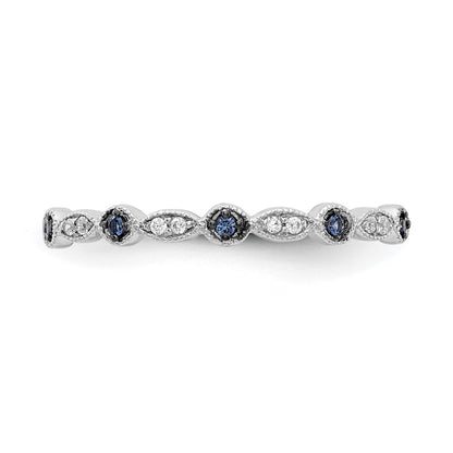 10K White Gold Blue/White Diamond Fancy Band