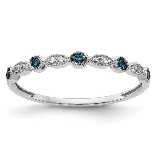 10K White Gold Blue/White Diamond Fancy Band