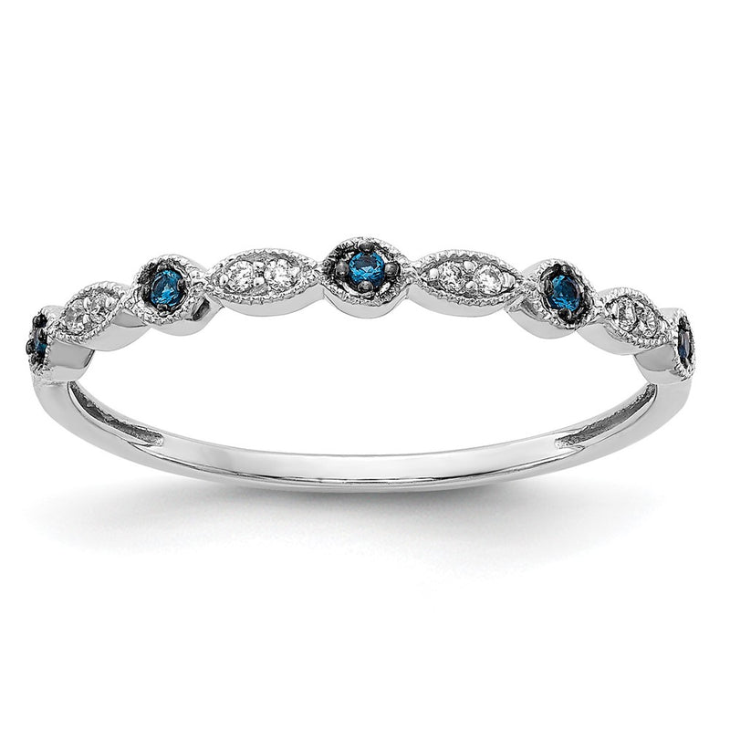 10K White Gold Blue/White Diamond Fancy Band