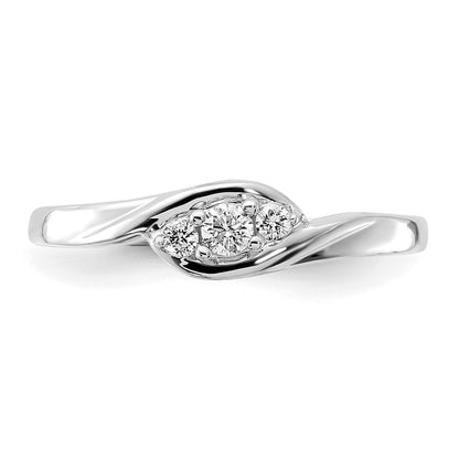 14k White Gold 1/10 Ct. Lab Grown Diamond VS/SI+ G+ Complete Three Stone Ring