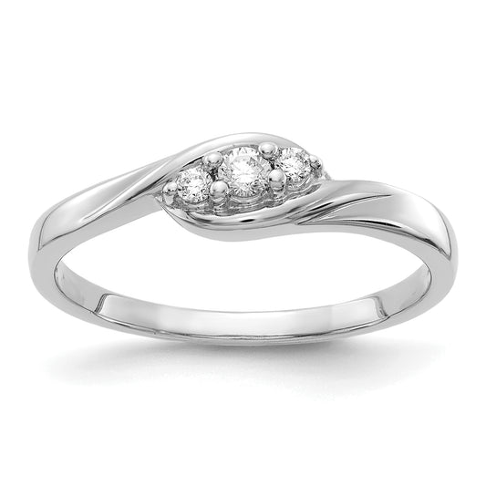 14k White Gold 1/10 Ct. Lab Grown Diamond VS/SI+ G+ Three Stone Ring