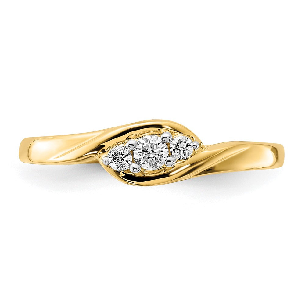 14k Yellow Gold 1/10 Ct. Lab Grown Diamond VS/SI+ G+ Three Stone Ring
