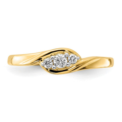 14k Yellow Gold 1/10 Ct. Lab Grown Diamond VS/SI+ G+ Three Stone Ring