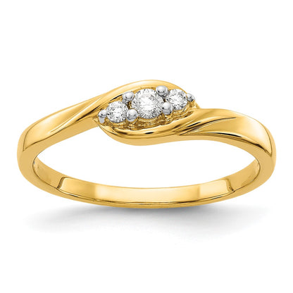 14k Yellow Gold 1/10 Ct. Lab Grown Diamond VS/SI+ G+ Three Stone Ring