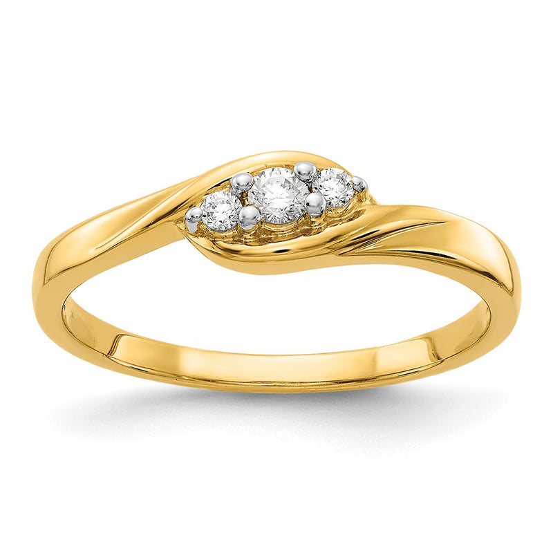 14k Yellow Gold 1/10 Ct. Lab Grown Diamond VS/SI+ G+ Three Stone Ring