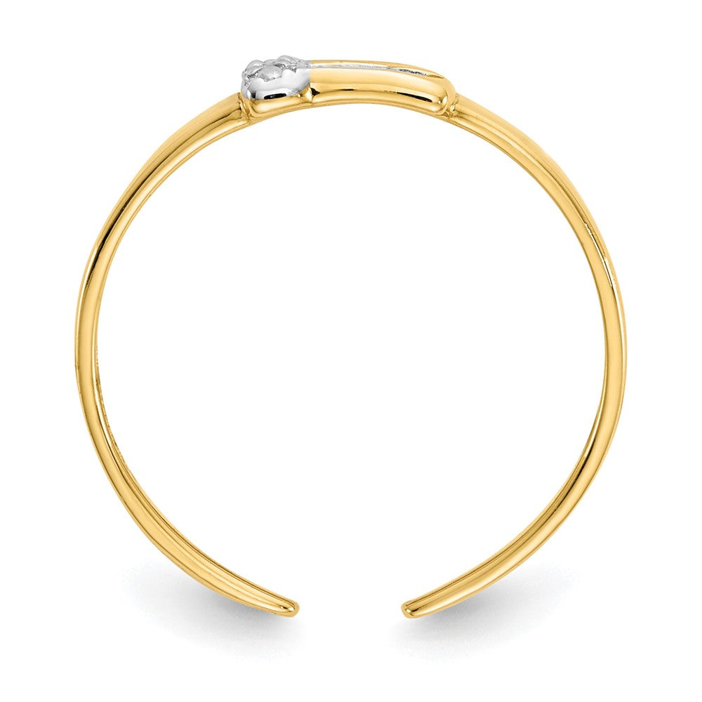 14K Yellow & Rhodium .01Ct Diamond Buckle Toe Ring