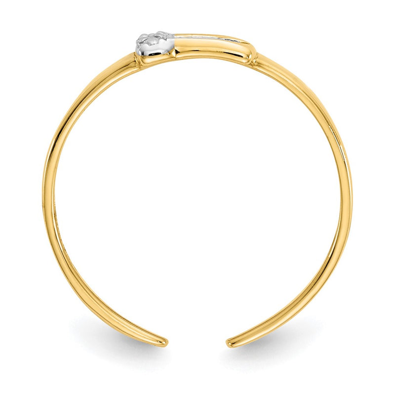 14K Yellow & Rhodium .01Ct Diamond Buckle Toe Ring