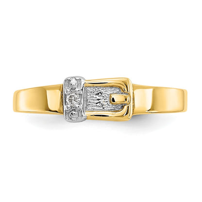 14K Yellow & Rhodium .01Ct Diamond Buckle Toe Ring