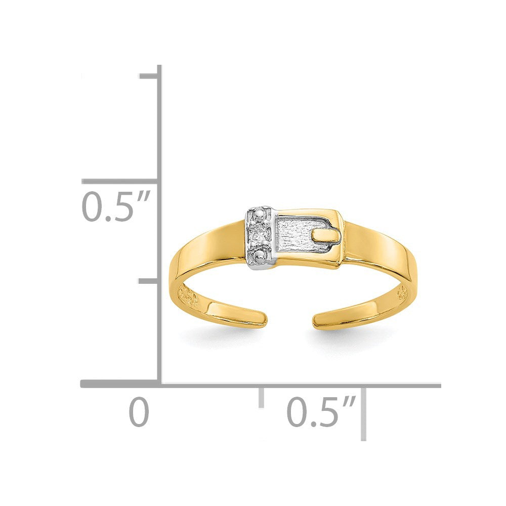 14K Yellow & Rhodium .01Ct Diamond Buckle Toe Ring