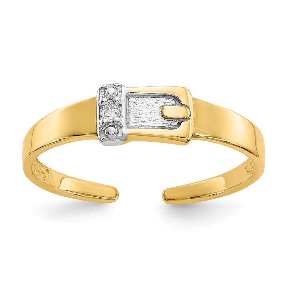 14K Yellow & Rhodium .01Ct Diamond Buckle Toe Ring