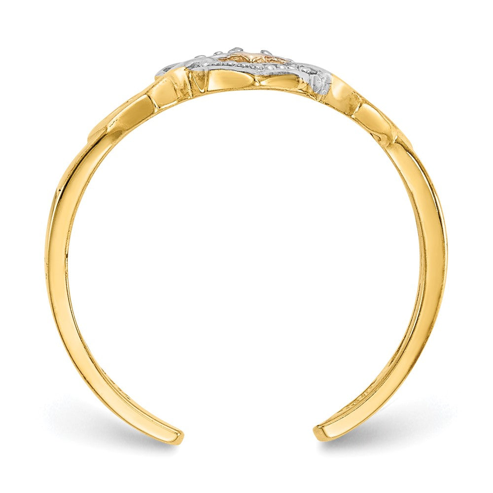 10K Yellow W/Rhodium Rhodium Diamond Heart Toe Ring